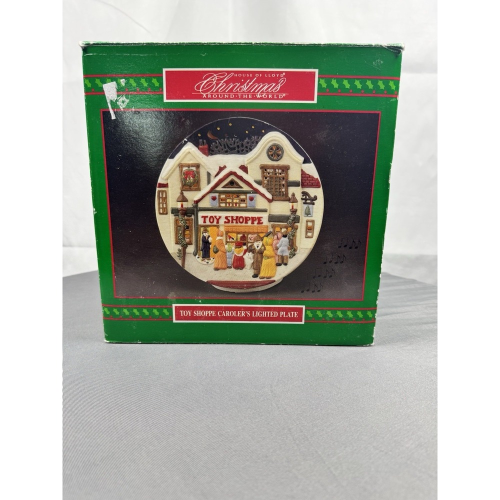House of Lloyd Christmas Around The World Toy Shoppe Caroler's Lighted Plate Vtg